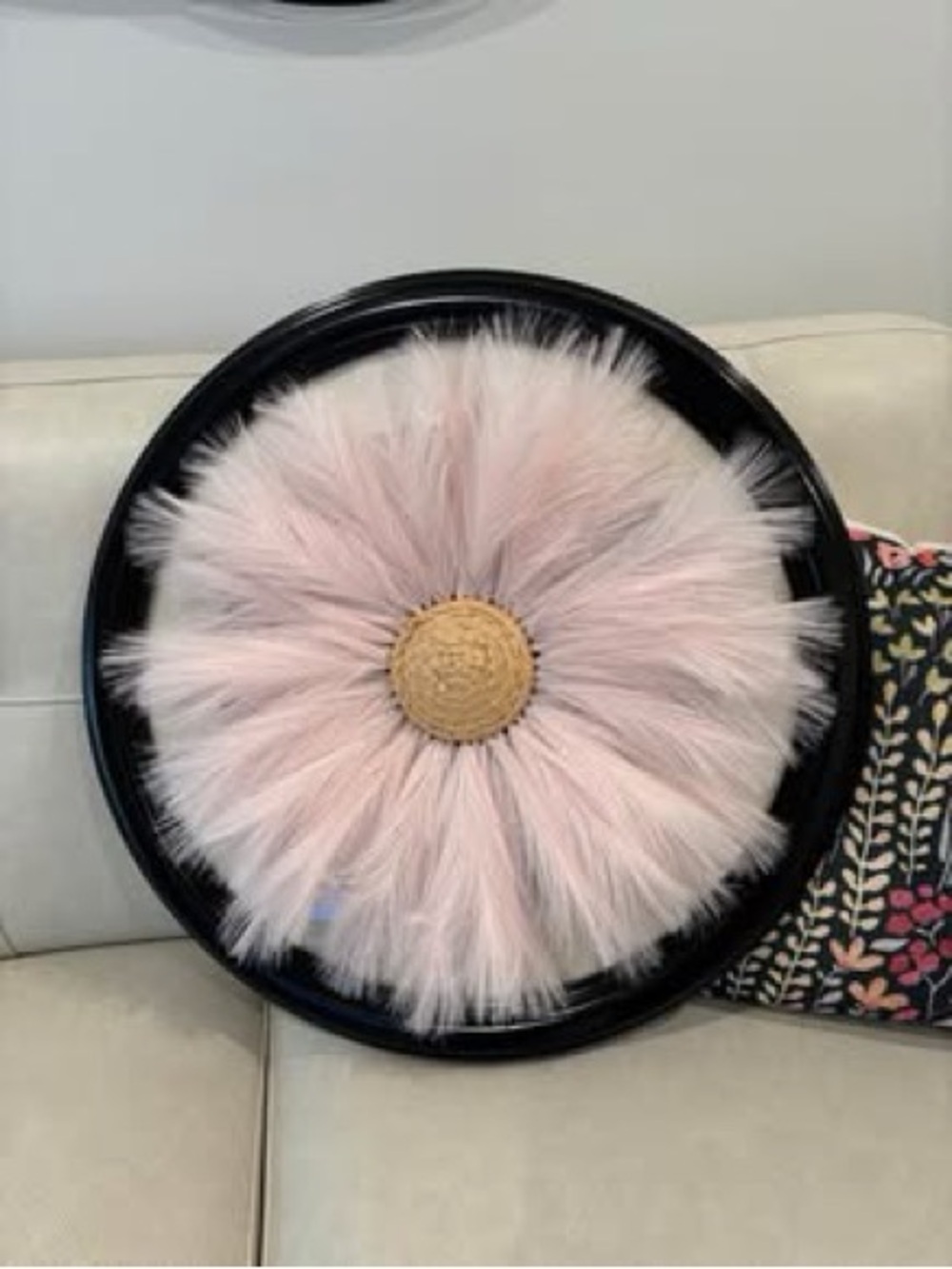 Like New- Black Framed Pink Pampas Grass Flower Wall Decor FREE SHIPPING